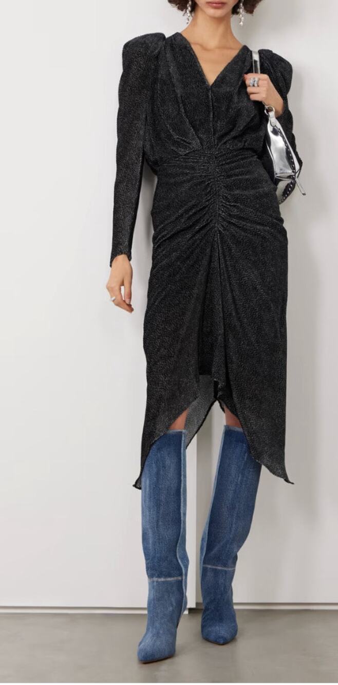 ISABEL MARANT Maray ruched flocked silk-blend chiffon midi dress